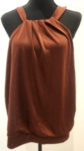 NWT! INC ~Women's Brown Blouse ~Tank Style ~Sleeveless ~Gathered Halter Top ~XXL - Picture 1 of 12