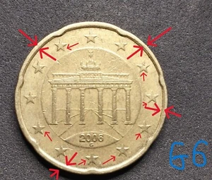 Deutschland,20 Eurocent,2006G mit Fehler tolle sehr seltene Münzmarke Defekt Gewicht 5,78g - Bild 1 von 2