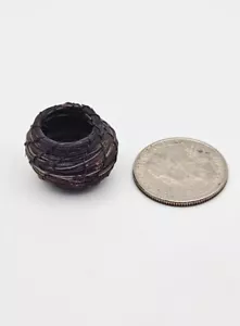 Native American Horse Hair Basket MINIATURE 7/8 In Wide Dk Brown Vintage No Lid - Picture 1 of 5