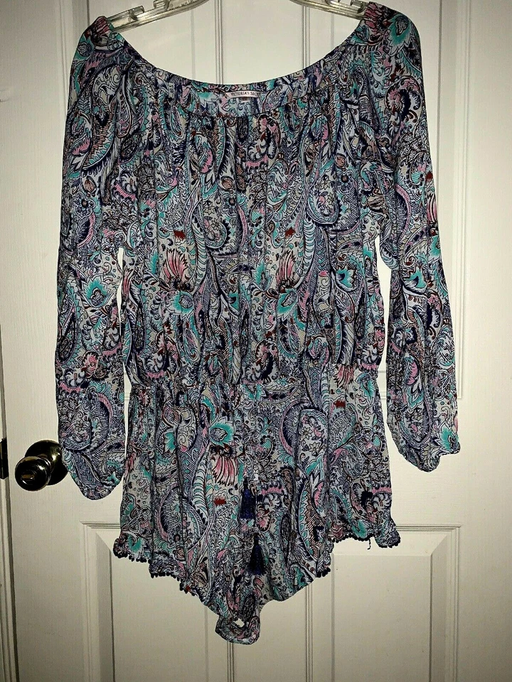 Victoria's Secret Детский комбинезон гостиной сексуальный цельный пейсли Павлин женщин размер большой - Изображение 1 из 4