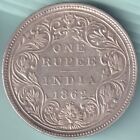 BRITISH INDIA 1862 VICTORIA QUEEN ONE RUPEE 0/4 DOTS RARE SILVER COIN