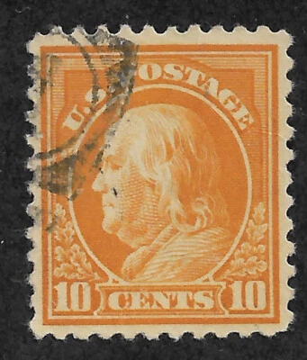 US # 510 (1917) 10c Franklin - P11 (Paper Scratch) - Used - VF/XF - Image 1 of 2