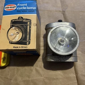 Vintage Everready Front Bike Light.Untested Boxed & 3 Dunlop Tyre Repair Tins - Picture 1 of 21