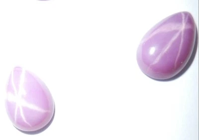 Opaque Star Ruby Pear 14x10 mm Cabochon 6 Rayed Lab-created Stone 2 pieces Lot - Image 1 of 4