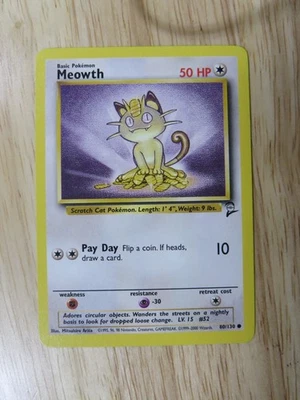 Pokemon TCG - Meowth 80/130 Base Set 2  Common LP - Image 1 of 2
