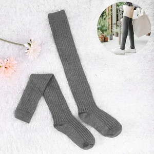  1 par de calcetines de punto de algodón para mujer a rayas hasta la rodilla medias de talla libre - Imagen 1 de 12