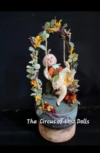 Volkskunst Halloween Puppe Kunsthandwerk Vintage Look Kürbis Halloween Sammlerstück - Bild 1 von 6