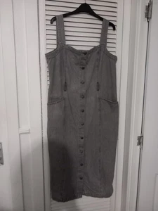 White Stuff Grey Denim Pinafore Dress Size 20 - Picture 1 of 5