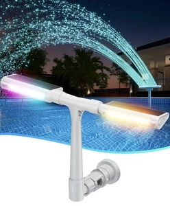 POOLHACKER Solar Waterfall Pool Fountain Light RGB LED YC042 6400mAh Remote - Picture 1 of 14