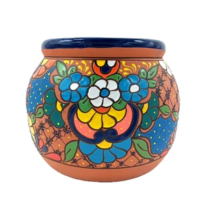 Terracotta Pottery Planter Mexican Ceramic Engobe Clay Flower Pot Talavera X Lg - Picture 1 of 9