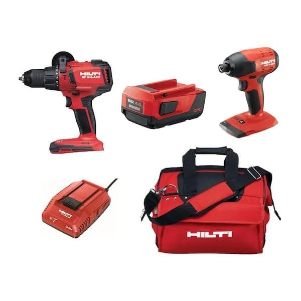 22V Lithium-Ion Cordless Hammer Drill Driver/Brushless Impact Driver Combo Kit - Image 1 of 4
