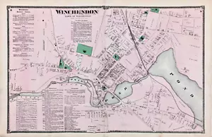 1870 WINCHENDON Township Plat Map WORCESTER County Massachusetts (22X14) - Picture 1 of 4