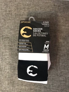 Youth Puma ProCat Soccer Socks Size Medium 2 Pack Shoe Size 1-3 Black White - Picture 1 of 2