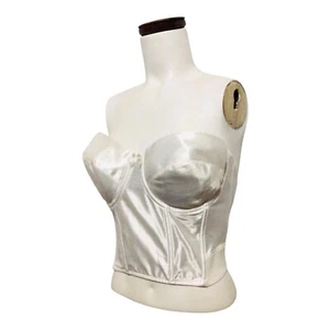 White Wedding Vintage Satin VICTORIA'S SECRET Boned Low Back Corset Sz 36D - Picture 1 of 5