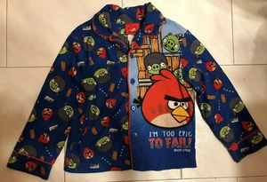 Angry Birds Boys Button Down Pajama Top Shirt Size 6 - Blue - Flame Resistant - Picture 1 of 4