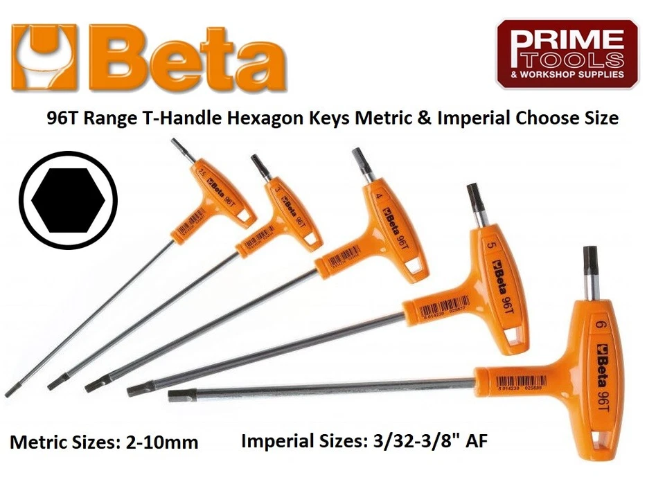 Beta 96T Series Metric & 97T/AS Imperial T-Handle Hexagon Allen Keys & Sets - Image 1 of 1