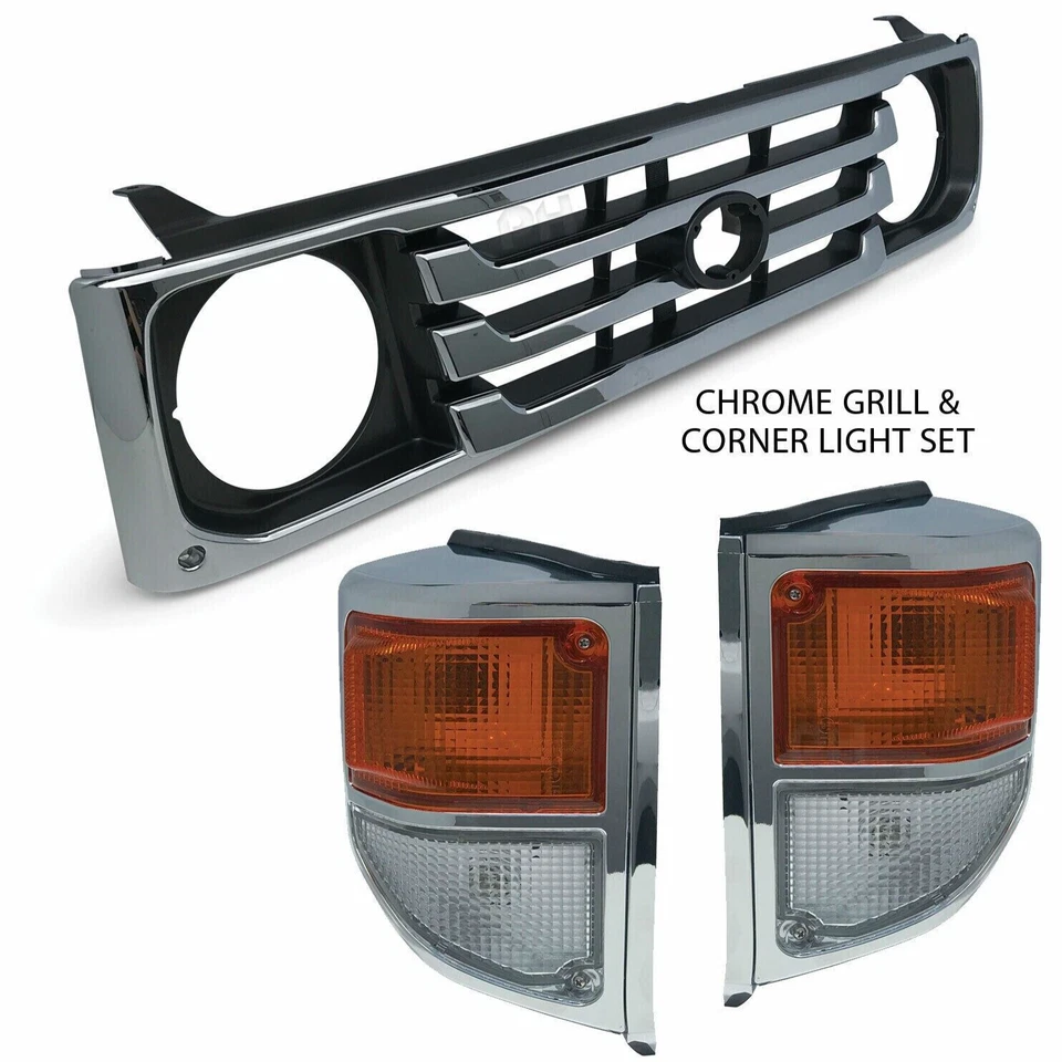 Grill + Corner Lights PAIR Chrome Fits Toyota Landcruiser 78 79 Series 1999-2007 - image 1 of 4