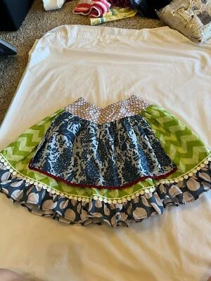 Persnickety Talla 10 Delantal Giro Falda Verde Zig Zags GB 12 Foto 1 de 2