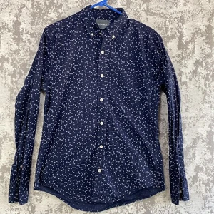 Camicia Bonobos da uomo blu medio a righe bottoni manica lunga vestibilità slim preppy - Foto 1 di 13