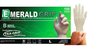 1 Etui/10 Box Smaragd Grip Latex puderfreie medizinische Handschuhe beige 8 Mil - Bild 1 von 5