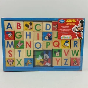 Mickey Mouse Clubhouse Alphabet Wooden Stamp Set Disney Letters with Tray - Picture 1 of 4