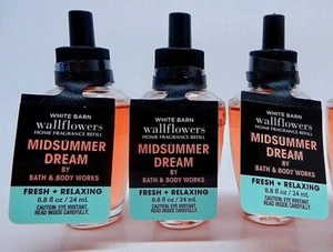 3 BATH & BODY WORKS WHITE BARN MIDSUMMER DREAM WALLFLOWERS HOME FRAGRANCE REFILL - Picture 1 of 12
