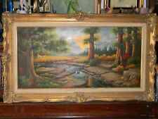 Vintage Original OIL PAINTING "Chapel in the Forest" by PAUL TILLEY ~48 x 28"