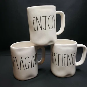 3 Rae Dunn Coffee Mugs Enjoy Imagine Patience Large Letter Farmhouse Artisan - Picture 1 of 5