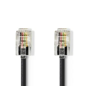 1m Telephone Handset Cable RJ10 to RJ10 (4P4C) Flat Lead Cord Wire BLACK - Picture 1 of 2