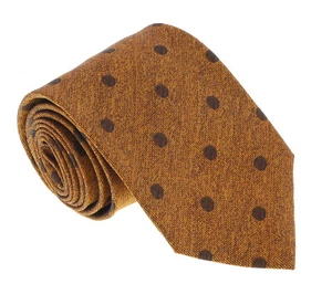 Missoni U5092 Brown/Gold Polka Dot 100% Silk Tie - Picture 1 of 3