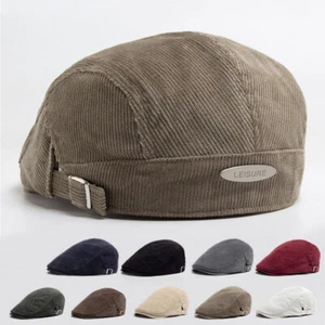 Men Fashion Corduroy Beret Spring Autumn Thick Warm Women's Flat Hat Vintage Cas - Picture 1 of 22