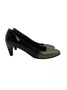 Prada Women's Designer Leather Black and Silver Ombre Heels Size EU 38 - Imagen 1 de 4