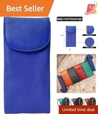 双翻盖皮革眼镜盒,柔软二合一设计,旅行友好储物 — 第 1/4 张图片