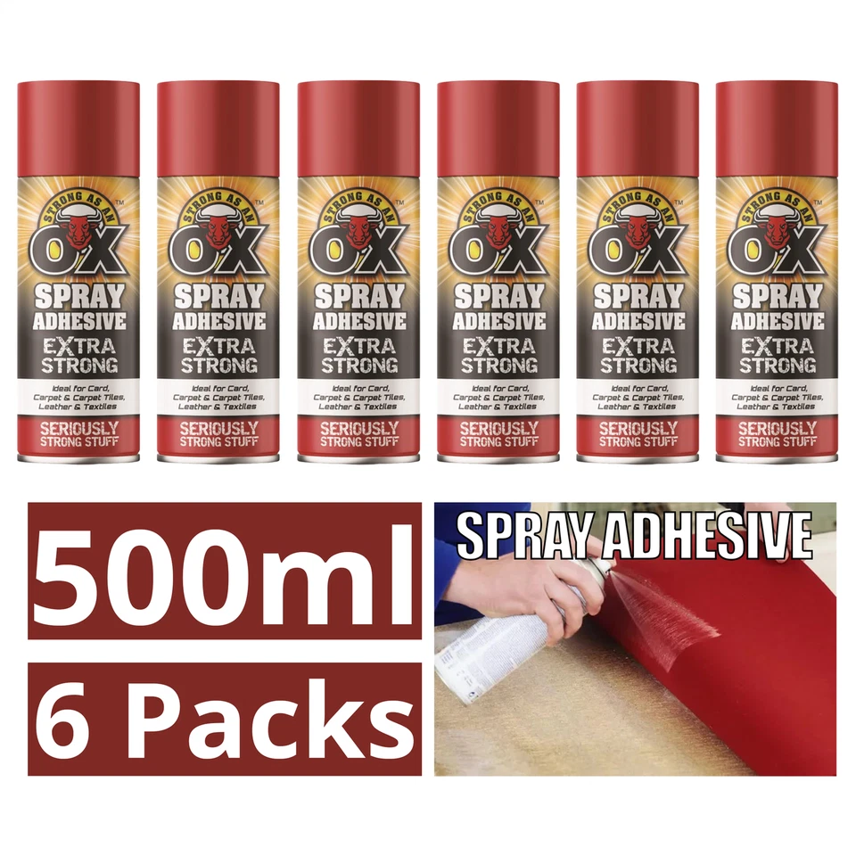 RAPIDE 6X SAAO Adhesive Glue Spray Extra Strong For Carpet Tile Craft Fabric Card 500ml