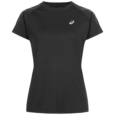 Asics Women's Running Top (Size M) Black Short Sleeve Stripe T-Shirt - New • 18.01€