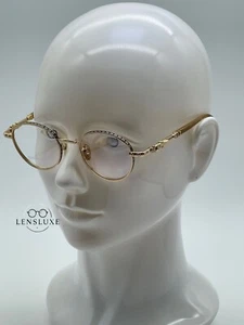 Stylish Gold Metal Frame Eyeglasses with Clear Lenses - Unisex, Made in Japan - Picture 1 of 6