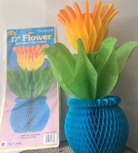 Centrotavola carta matrimonio decorazione nido d'ape fiore in vaso vintage anni 80 90 - Foto 1 di 5