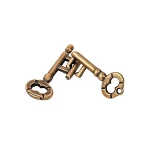 Metal Keys Puzzle Brain Teaser 2 parts IQ Intellectual Challenge 3D FREE POSTAGE - Picture 1 of 2