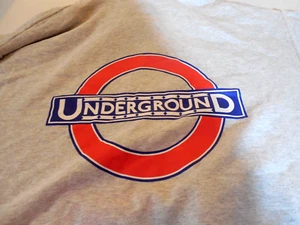 Sudadera con capucha subterránea de Londres para hombre talla LRG gris logotipo gráfico informal - Imagen 1 de 11