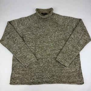 J Crew Adult Size M Rollneck Sweater Pullover 100% Cotton Knit Green 61156 - Picture 1 of 8