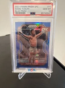 2021 Panini Prizm UFC #71 SODIQ YUSUFF Rookie BLUE Prizm /199! PSA 10 - Picture 1 of 2