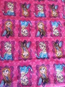 Sewing Fabric Springs Cotton Flannel Disney "Frozen" Sisters Pink 28x45" - Picture 1 of 4