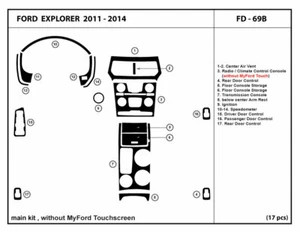 Carbon Fiber Dash Trim Kit for Ford Explorer 2011-2014 Base Model Interior - Picture 1 of 1