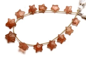 Gemme Quarzo Fragola Rosa Naturale Misura da 9 a 12 mm Perline Forma Stella Filo 7" - Foto 1 di 5