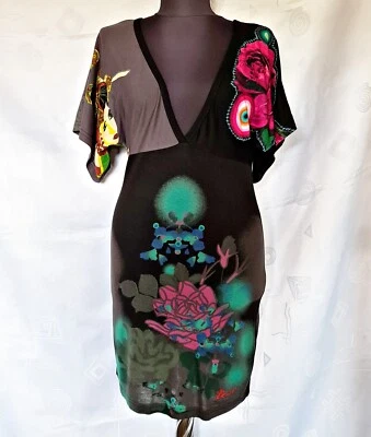 AUTHENTIC DESIGUAL JAPAN  ART LOGO BLACK  WOMEN DRESS-SIZE:US6/EU34/S - Image 1 of 4