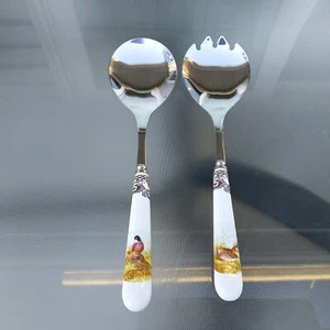 Thanksgiving Serving Set Spoon@Fork Bone China Handle made by SPODE - Picture 1 of 13