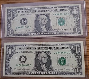 Older Notes - 1985 & 1988 Series $1 Dollar Bills - Good Condition - Picture 1 of 2