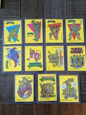 1989 TEENAGE MUTANT NINJA TURTLES 11-Card Sticker Set - NM-MT