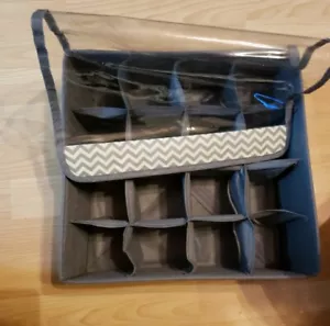16 Compartment Organiser with attached fold over clear lid, collapsable x 2 - Picture 1 of 10