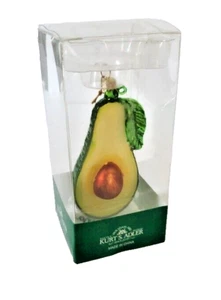 Kurt S. Adler Mundo de Papá Noel Vidrio Aguacate Adorno de Navidad Nuevo en Caja Vacaciones - Imagen 1 de 9